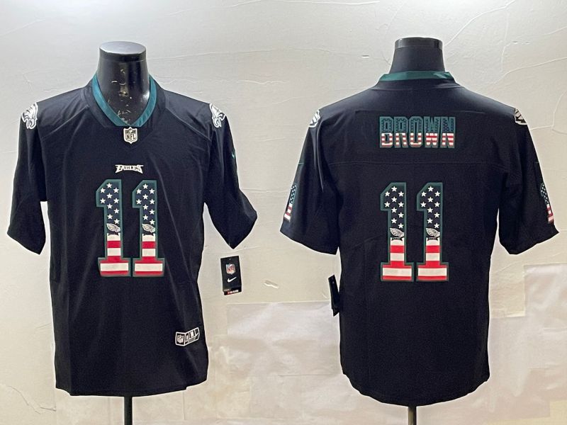 Men Philadelphia Eagles #11 Brown Black National Flag 2025 Nike Vapor Limited NFL Jersey style 4->youth mlb jersey->Youth Jersey